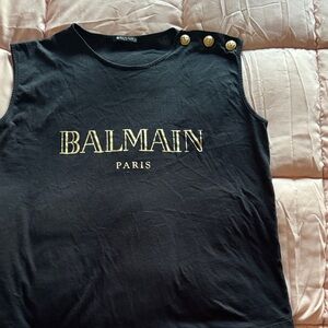Balmain Black Top with Gold Buttons